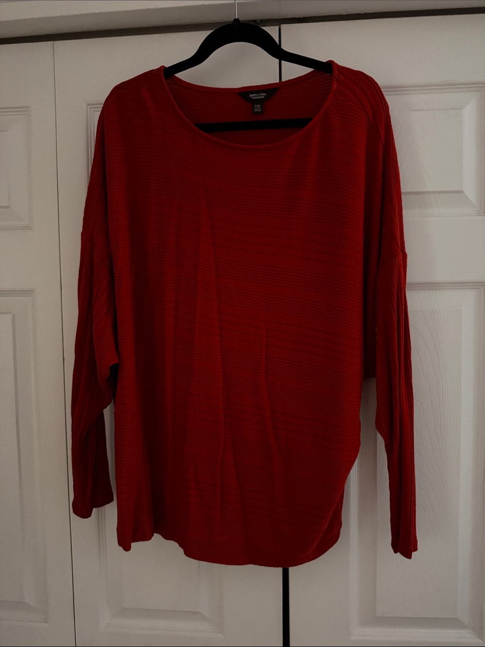 Dark orange Long-Sleeve Scoop Neck Top